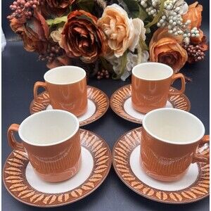 MCM 4 vintage Royal Ironstone stoneware Cups And Saucers  by Royal China